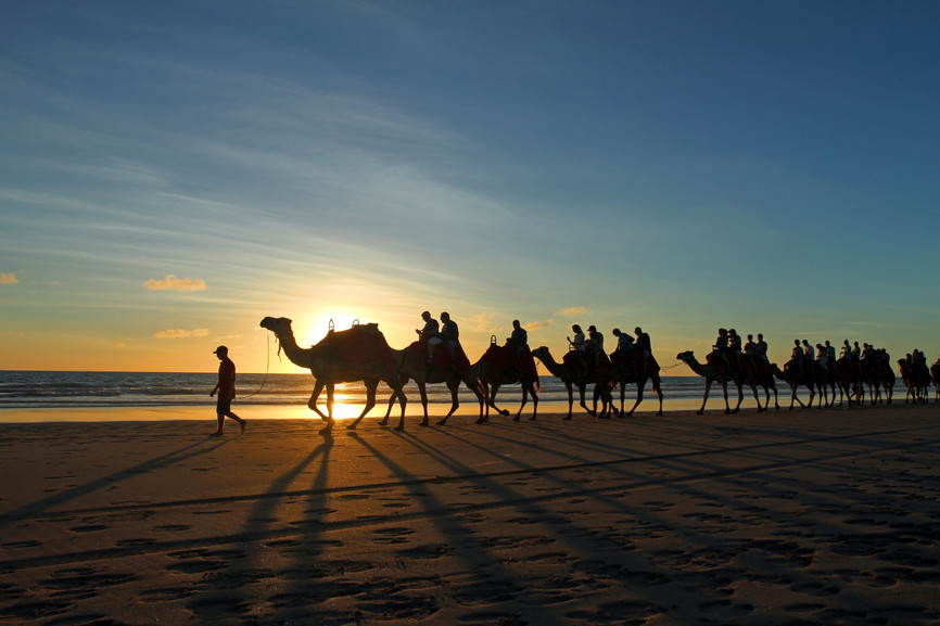 Promenade en chameau sur la plage de Cable Beach