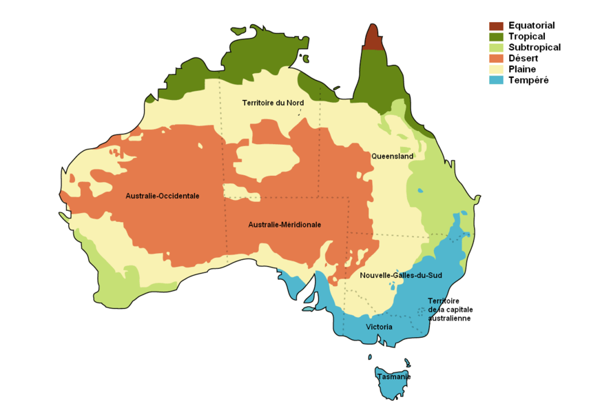 Carte climat australie