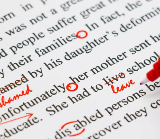 texte anglais avec fautes